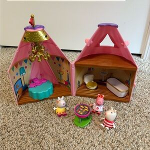 Peppa Pig Glamour Pink Tent Playhouse Toy Set with 3 Figures & Accessories